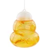 A yellow, bulbous insect trap with a white top, suspended by a white string against a white background. Produktbild-Vorschau