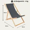 Liegestuhl 2er Set grau klappbar aus Holz - Klappstuhl Produktbild-Vorschau 5