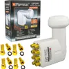 A product shot of an Octo LNB and its packaging, along with accessories. Podgląd zdjęcia produktu