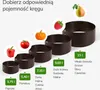 A diagram showing different sizes of watering rings with corresponding plant types and volumes. Produktbild-Vorschau
