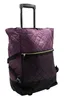 A purple rolling shopping bag with a black base and wheels, shown against a white background. Voir les images du produit