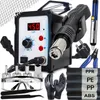 A collection of soldering and hot air rework station tools and accessories, laid out on a white and light gray background. Produktbild-Vorschau