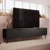 AX LIVING Meuble TV bas moderne noir mat Vespasia 200 2T – Voir les images du produit 1