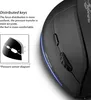 A close-up of a black gaming mouse with blue LED lighting, next to a diagram and text describing its features. Produktbild-Vorschau