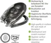 A toilet seat with an ape design, accompanied by feature descriptions in German and English. Produktbild-Vorschau