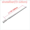 A silver adjustable stabilizer bar for a shower enclosure, shown against a white background with measurement annotations. Produktbild-Vorschau