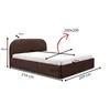 A diagram of a brown upholstered bed frame with dimensions indicated by lines and text. Produktbild-Vorschau