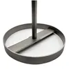 Close-up of a stainless steel fruit mill attachment for a drill. Produktbild-Vorschau