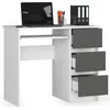 Bureau A-6 90 cm droit blanc gris graphite avec 3 tiroirs Voir les images du produit 2