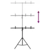 vidaXL Stojan na pozadie T-Form Black 91x60x(70-200) cm Náhľad obrázku produktu 4