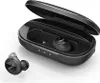 A pair of black wireless earbuds and their charging case are shown on a white background. Voir les images du produit