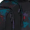 A close-up view of a backpack with a graphic print and zippers. Produktbild-Vorschau