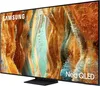 A Samsung Neo QLED TV is shown from a side angle, displaying a colorful abstract image on its screen. Produktbild-Vorschau