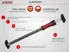 A diagram illustrating the features of a telescopic pole with numbered callouts and descriptive text. Produktbild-Vorschau