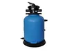 A blue sand filter with a black top and base, isolated on a white background. Produktbild-Vorschau