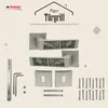 A product image showcasing door handles and their accessories, with marketing text and branding. Produktbild-Vorschau