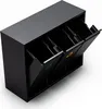 A black 3-bin recycling system with the front panels open. Náhľad obrázku produktu