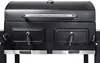 A close-up view of the front of a black charcoal grill. Produktbild-Vorschau