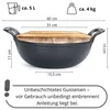 Gusseisen Wok 5 L mit Holzdeckel, Pfanne 18,5 cm & Produktbild-Vorschau 3