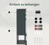 An image showing a mailbox and its accessories, with text indicating ease of installation. Produktbild-Vorschau