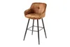 A single bar stool with a brown velvet seat and black metal legs is shown against a white background. Produktbild-Vorschau