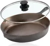 A cast iron frying pan with a glass lid. Produktbild-Vorschau