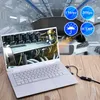 A laptop displaying an engine on its screen, with an endoscope cable plugged into it. The background shows a blurred image of a car engine bay and a workshop. Náhľad obrázku produktu