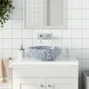 vidaXL Vasque à poser Blanc et Bleu Rond Ø41x14 cm Voir les images du produit 1