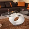vidaXL Couchtisch mit Ovaler Glasplatte Hochglanz Weiß Produktbild-Vorschau 3