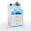 LED Nachttisch mit Ladestation,Front Hochglanz Nachtschrank Produktbild-Vorschau 1