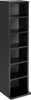 A tall, narrow, black CD/DVD storage shelf with multiple compartments. Produktbild-Vorschau