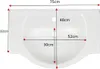 A top-down view of a white sink with dimensions indicated by arrows and text. Podgląd zdjęcia produktu