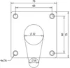 A technical drawing with dimensions of a square plate with holes. Voir les images du produit