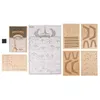 A collection of wooden puzzle pieces and instructions for building a model Eiffel Tower. Produktbild-Vorschau