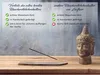 A comparison of two incense holders, one described as extra wide and the other as a standard holder from Luxflair, with a Buddha head statue and an incense stick in the foreground. Produktbild-Vorschau