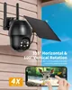 A security camera with a solar panel mounted on a wooden wall, with a smartphone displaying a live feed of a deer. Náhled obrázku produktu