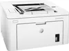 A white HP LaserJet Pro M203dw printer is shown from a slightly elevated front-left angle, with a sheet of paper partially fed into the top output tray. Voir les images du produit