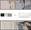 Collage of images showing assembly steps and components of a laundry basket organizer. Produktbild-Vorschau