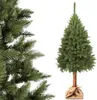 A close-up of artificial Christmas tree branches on the left and a full artificial Christmas tree on a white background on the right. Podgląd zdjęcia produktu