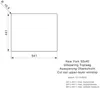 A technical drawing of a sink cutout with dimensions and specifications. Produktbild-Vorschau