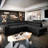 A modern living room with a sectional sofa and a spiral staircase. Podgląd zdjęcia produktu