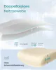 Diagram showing the layered mesh fabric of a chair and a close-up of foam cushioning. Produktbild-Vorschau