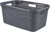 A grey woven laundry basket with handles. Produktbild-Vorschau