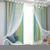 A living room scene with curtains, a sofa, and a coffee table. Produktbild-Vorschau