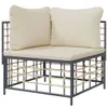 vidaXL Garten-Ecksofa mit Beige Kissen Poly Rattan Produktbild-Vorschau 4