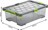 A clear, well-lit studio shot of a storage box with dimensions indicated. Produktbild-Vorschau