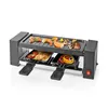 A black electric raclette grill with food cooking on it, set against a white background. Náhľad obrázku produktu