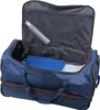 An open blue duffel bag with clothes inside. Produktbild-Vorschau