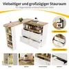 A kitchen island with a bar extension, showcasing storage options and features. Produktbild-Vorschau