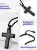 Collana con croce in acciaio inossidabile e catena di grano Anteprima dell’immagine prodotto 5